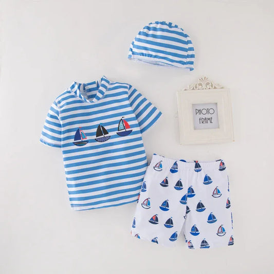 Children's Short Sleeve Swimwear - Quick-Drying Beach Comfort - SandiFreckles Surf & Swimwear