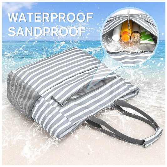 Large Beach Tote Bag Waterproof Sandproof And Foldable - SandiFreckles Surf & Swimwear