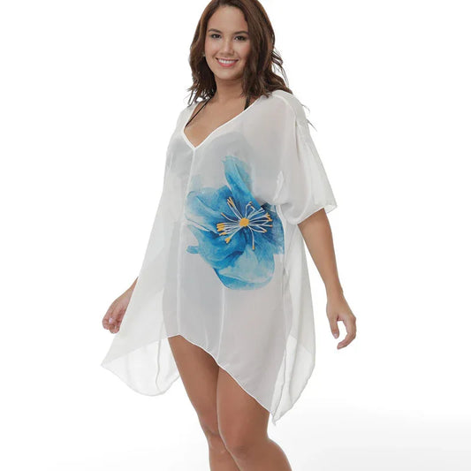 Plus Size Bikini Cover-up Loose Beach Sun Protection Blouse - SandiFreckles Surf & Swimwear
