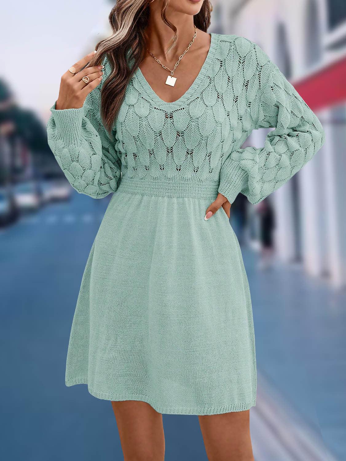European And American V-neck Beach Dress Long Sleeve Dress - SandiFreckles Surf & Swimwear