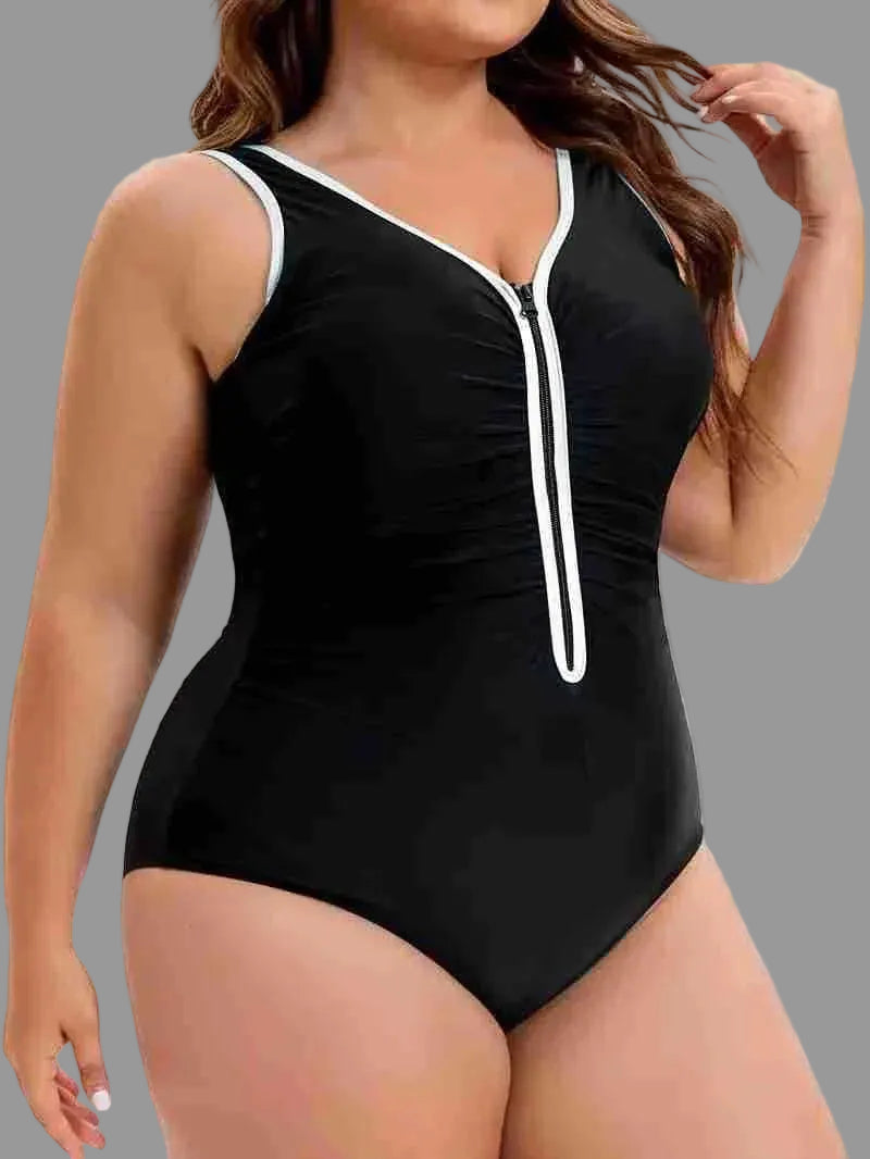 Backless V-Neck One Piece Swimsuit - Plus Size - SandiFreckles Surf & Swimwear