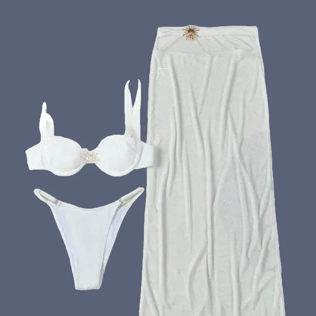 Banded Bikini Three-Piece Split Swimsuit - SandiFreckles Surf & Swimwear