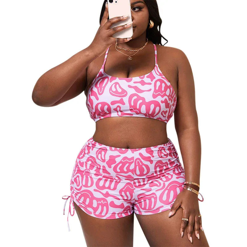 Spaghetti Strap Floral Print Plus Size Swimsuit - Boxer - SandiFreckles Surf & Swimwear
