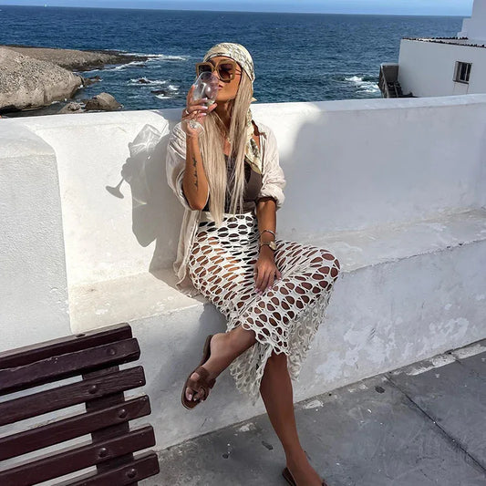 Pure Colour Leisure Vacation Bikini Outwear Skirt - SandiFreckles Surf & Swimwear