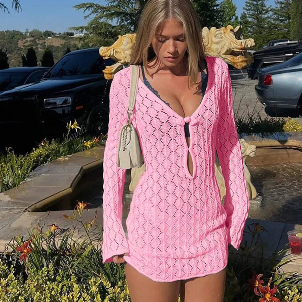 Hollow Knitted Beach Skirt Cover Up - Bikini Swimsuit - SandiFreckles Surf & Swimwear