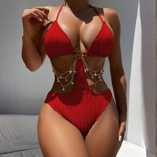 New Lace-up Sexy Cutout Bikini One-piece Swimsuit - SandiFreckles Surf & Swimwear