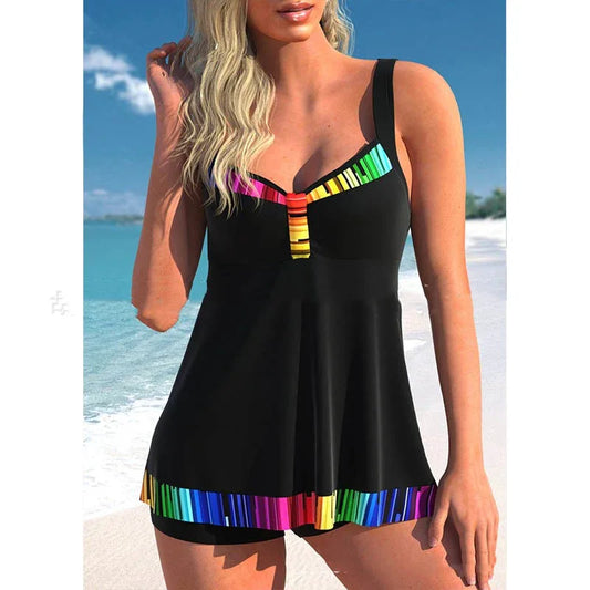 Women's Split Large Size Swimsuit Printed Skirt Swimwear - SandiFreckles Surf & Swimwear