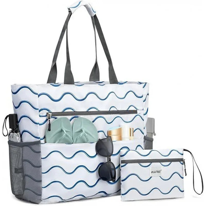 Large Beach Tote Bag Waterproof Sandproof And Foldable - SandiFreckles Surf & Swimwear