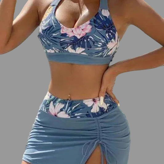 Sexy Lace-Up Three-Piece Split Skirt Bikini - SandiFreckles Surf & Swimwear