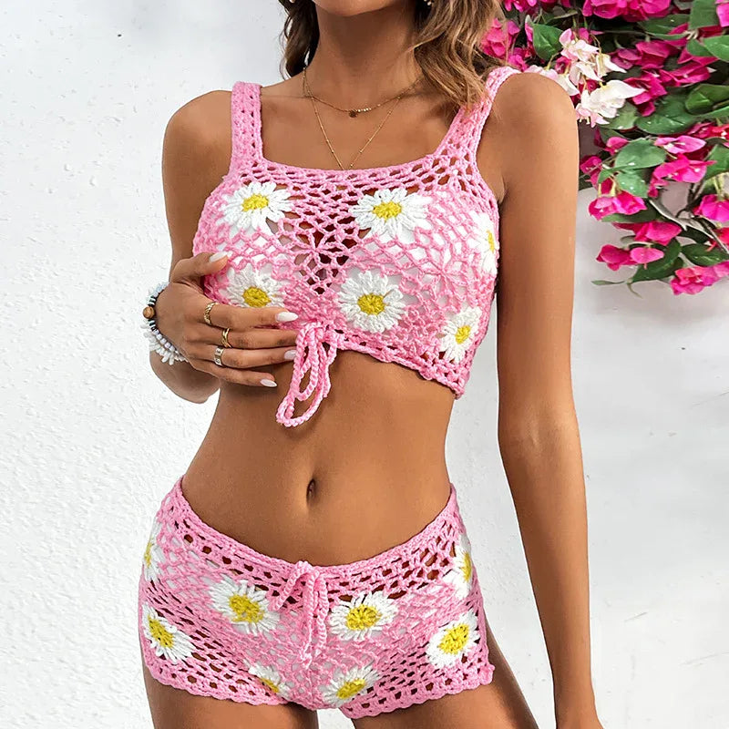 Swimsuit Flower Vest Bikini Suit - Floral Print - SandiFreckles Surf & Swimwear