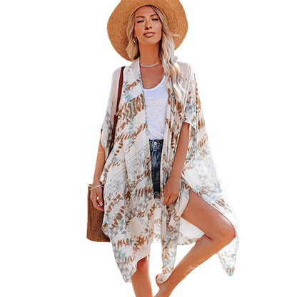 Women's Casual Mid-Length Loose Beachwear Tulle Sun Protection Jacket - SandiFreckles Surf & Swimwear