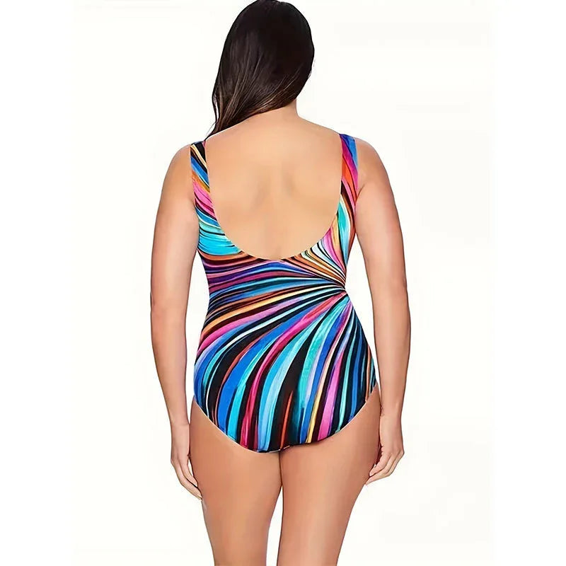 Printed Gradient Slimming Plus Size Swimsuit - One Piece - SandiFreckles Surf & Swimwear