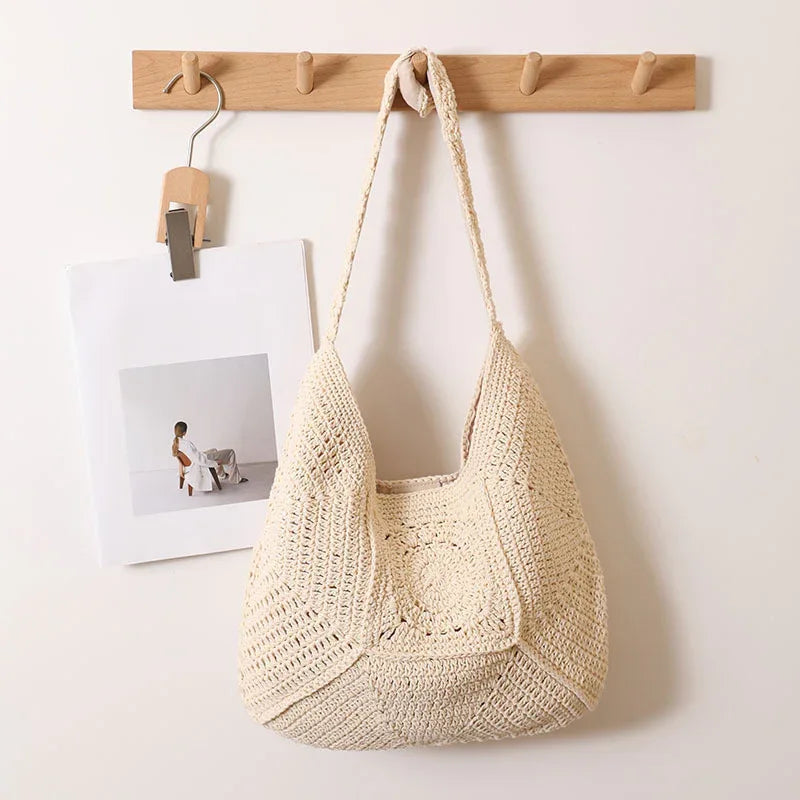 Versatile Women's Beach Bag - Large Capacity Cotton Plaid Design - SandiFreckles Surf & Swimwear