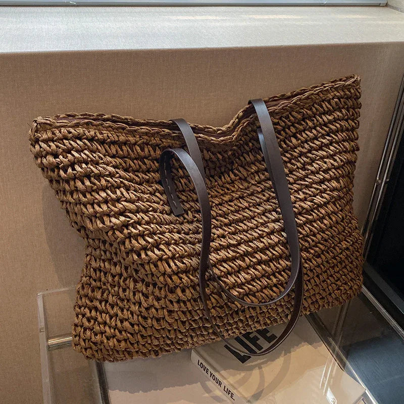 Woven Shoulder Bag - Stylish Large Beach Tote - SandiFreckles Surf & Swimwear