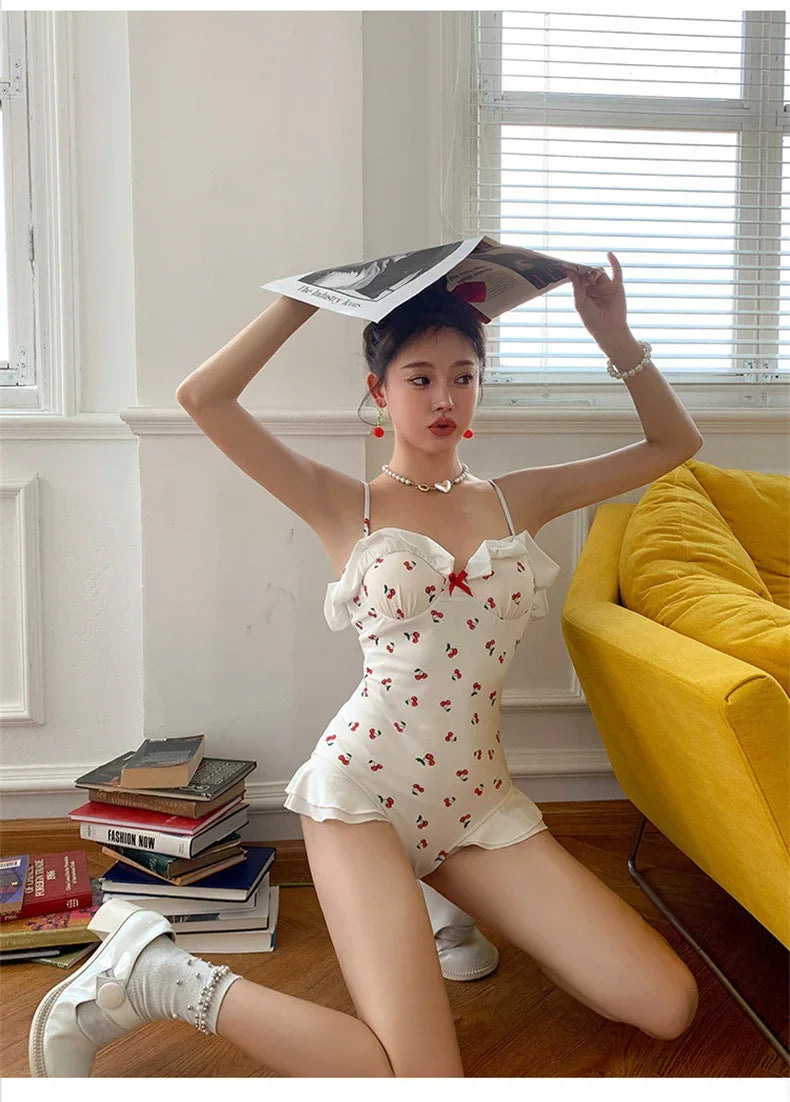 Women's Slim Looking Belly Covering Sweet Student Hot Spring One Piece Swimsuit - SandiFreckles Surf & Swimwear