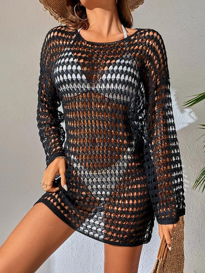 Mesh Hollow Out Knitted Bikini Blouse - Breathable Cover - SandiFreckles Surf & Swimwear