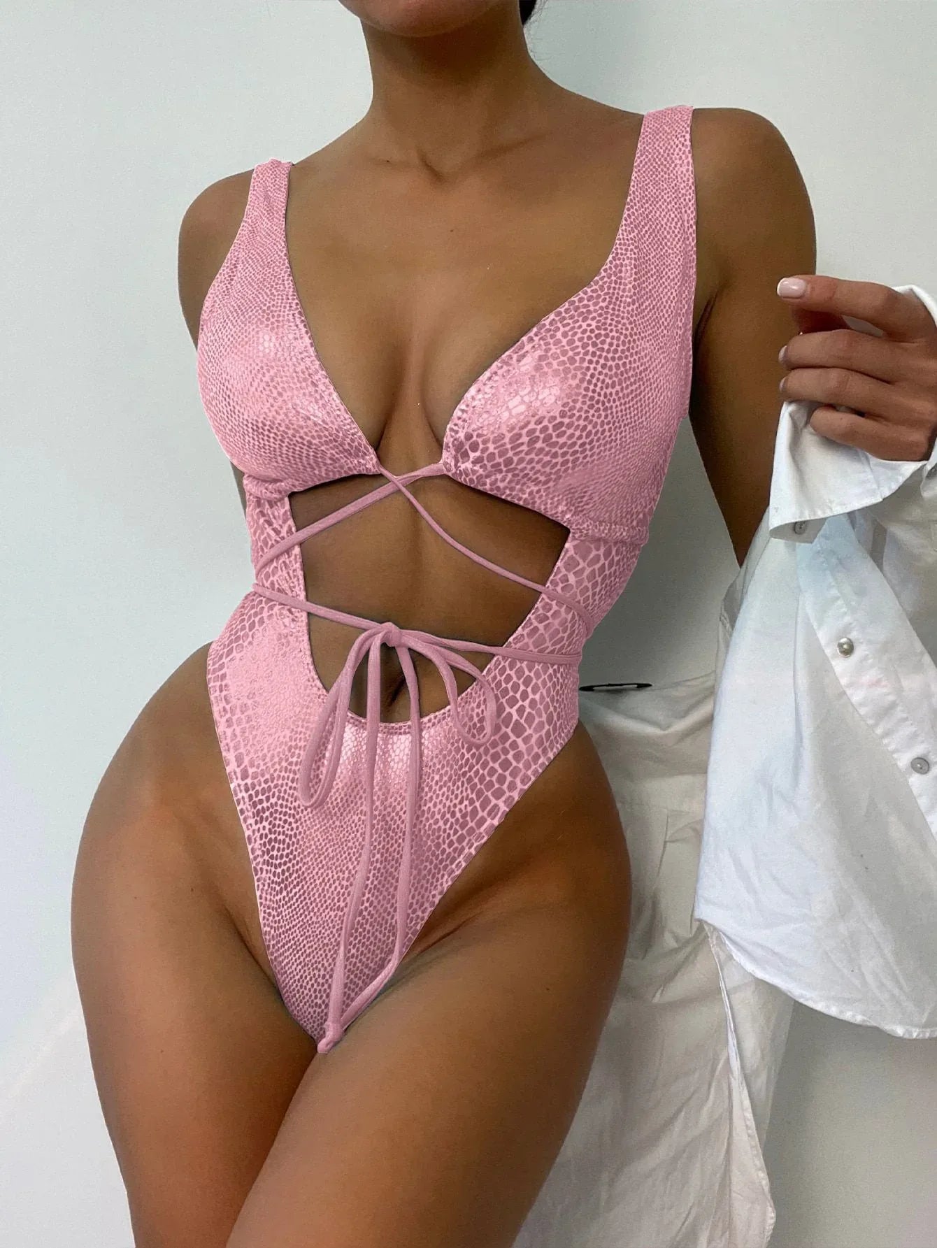 Strappy Lace-Up Monokini - Bikini Style One Piece - SandiFreckles Surf & Swimwear