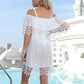 Off-the-shoulder Shawl Sleeve Embroidered Stitching Beach Dress - SandiFreckles Surf & Swimwear