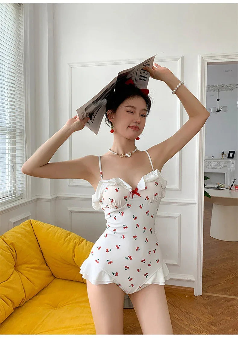 Women's Slim Looking Belly Covering Sweet Student Hot Spring One Piece Swimsuit - SandiFreckles Surf & Swimwear