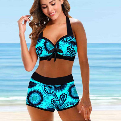 Women's Split High Waist Printed New Bikini Swimwear - SandiFreckles Surf & Swimwear