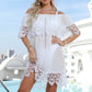 Off-the-shoulder Shawl Sleeve Embroidered Stitching Beach Dress - SandiFreckles Surf & Swimwear