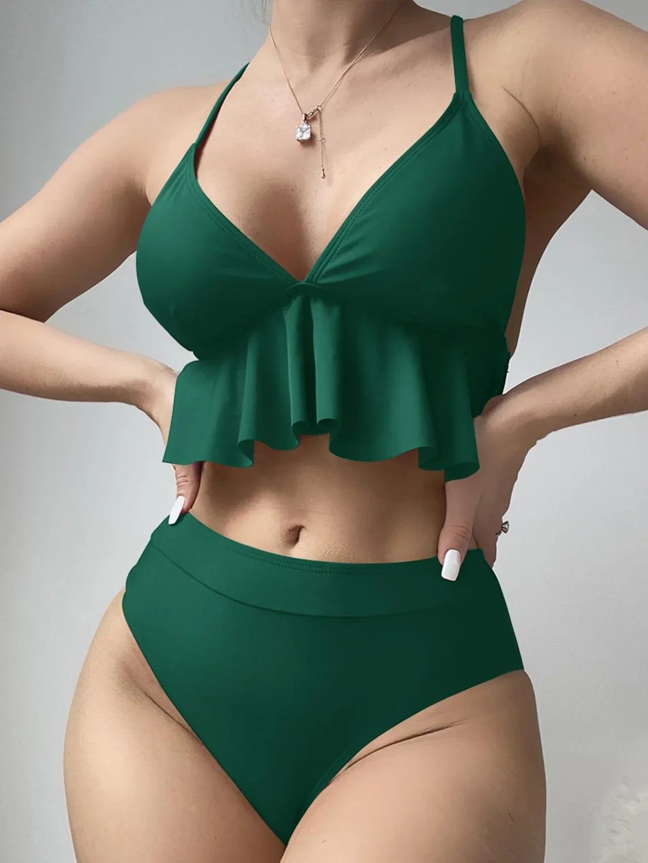 Women's Solid Color Split Bikini Swimsuit - SandiFreckles Surf & Swimwear