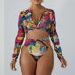 Surfing Swimsuit For Women Bikini Long Sleeve Swimwear Butterfly Print Push Up Summer Bath Suit - SandiFreckles Surf & Swimwear