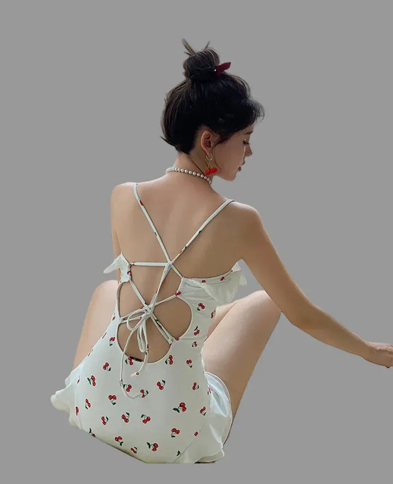 Women's Slim Looking Belly Covering Sweet Student Hot Spring One Piece Swimsuit - SandiFreckles Surf & Swimwear