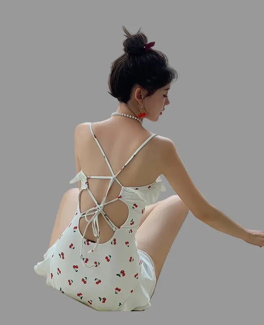 Women's Slim Looking Belly Covering Sweet Student Hot Spring One Piece Swimsuit - SandiFreckles Surf & Swimwear