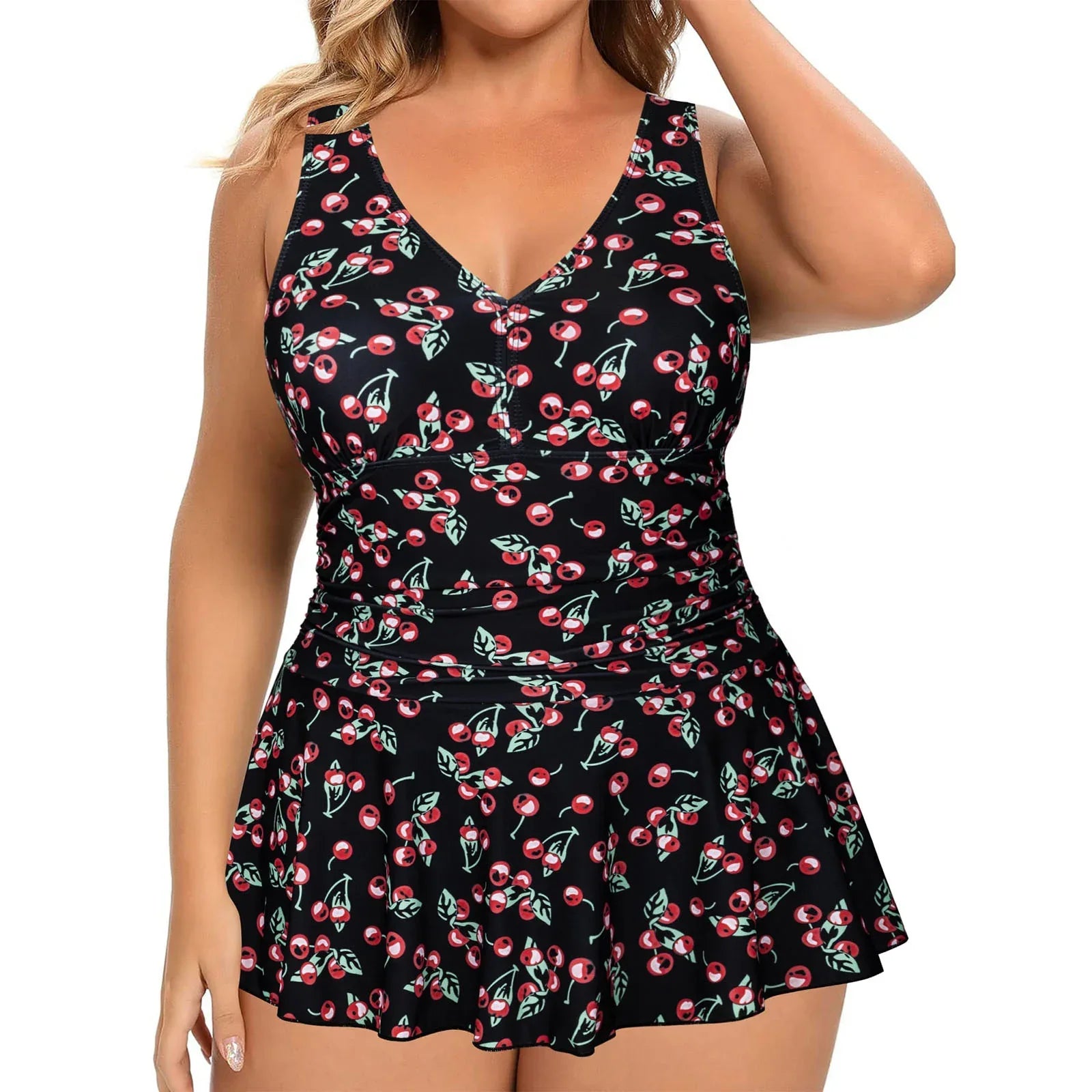 European And American Plus Size Swimsuit Women's Printed Sleeveless Dress - SandiFreckles Surf & Swimwear