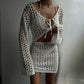 Solid Colour Stand-Up Collar Knitted Bikini Blouse - SandiFreckles Surf & Swimwear
