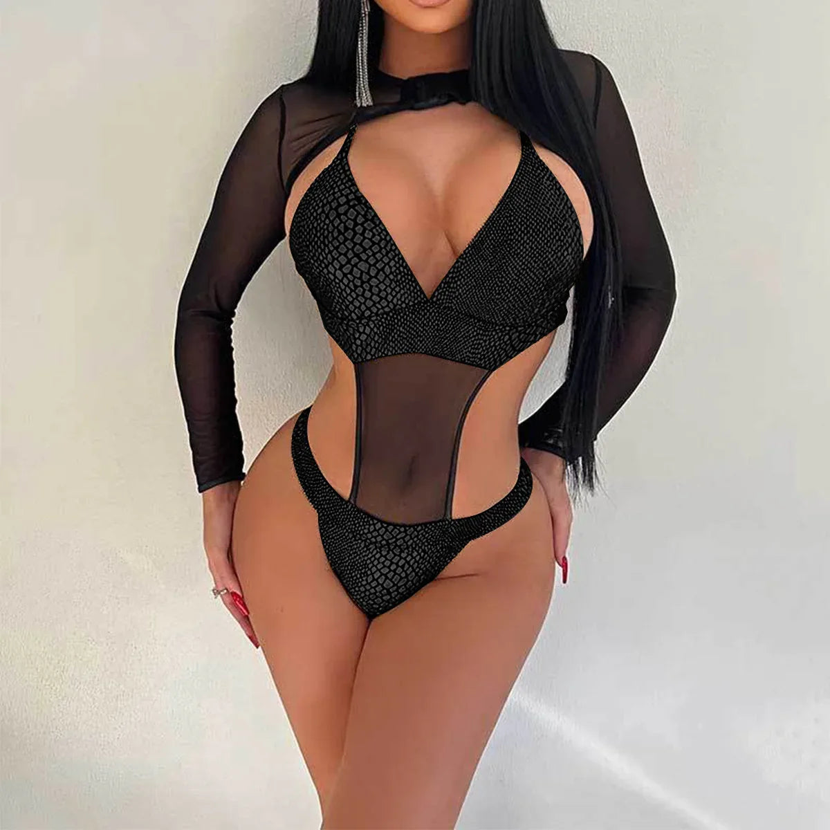 Women's One-piece Bikini Long Sleeve Mesh - SandiFreckles Surf & Swimwear