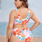 Split Color Printing Plus Size Swimsuit - Two Piece - SandiFreckles Surf & Swimwear