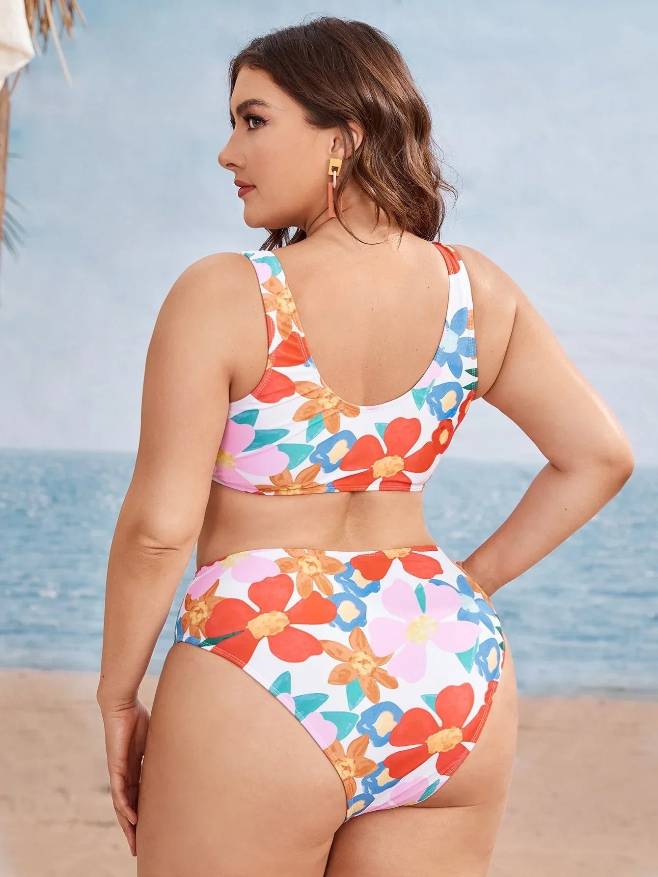 Split Color Printing Plus Size Swimsuit - Two Piece - SandiFreckles Surf & Swimwear
