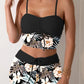Fashion Printed Drawstring Bikini with Shorts - SandiFreckles Surf & Swimwear