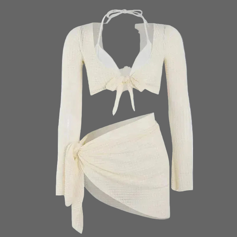 Four-Piece Split Bikini Swimsuit - Women's Complete Set - SandiFreckles Surf & Swimwear