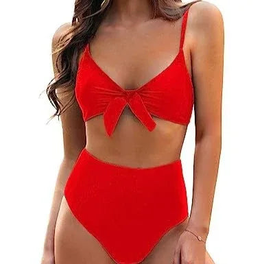 Women's Bow High Waist Bikini Suit - SandiFreckles Surf & Swimwear