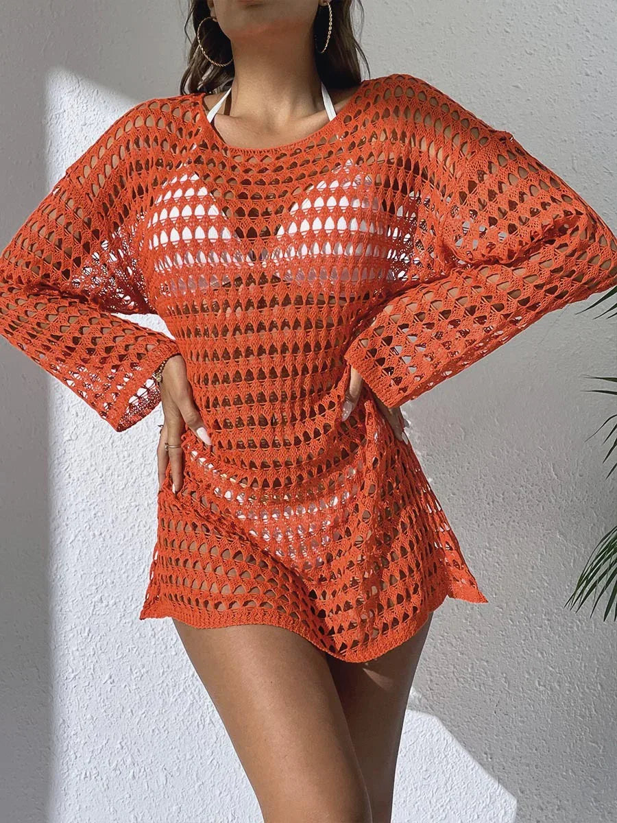 Sexy Knit Hollow Round Neck Beach Dress Women - SandiFreckles Surf & Swimwear