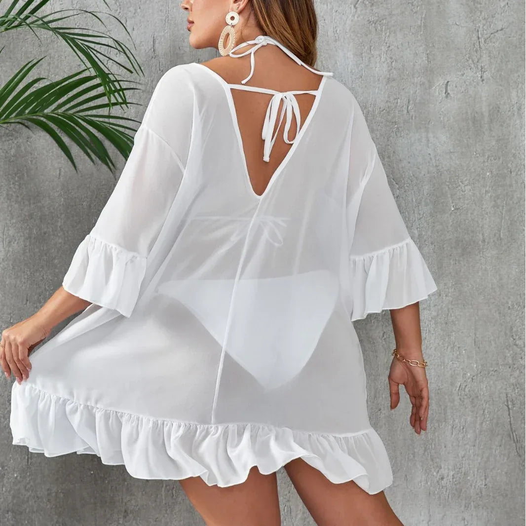 Plus Size See-Through Beach Dress - Sexy Sun Protection - SandiFreckles Surf & Swimwear