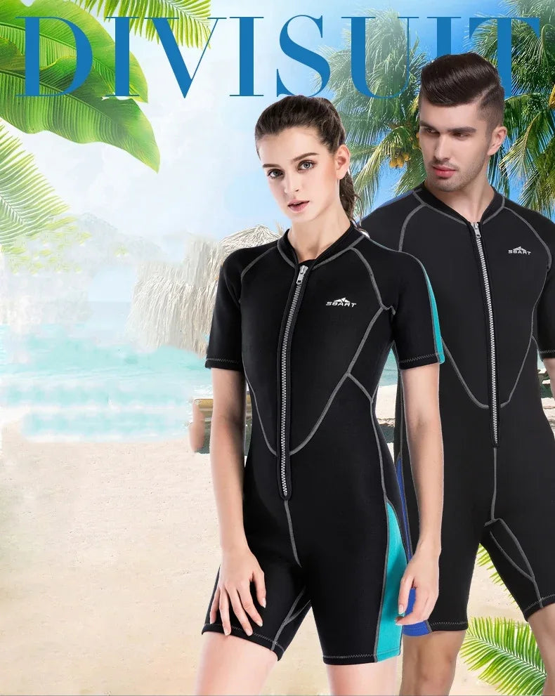 Neoprene Wetsuits Men's And Women's Swimming WetSuits One-Piece Thicken Swimsuit Short Sleeve Deep Diving Surfing Wetsuits - SandiFreckles Surf & Swimwear