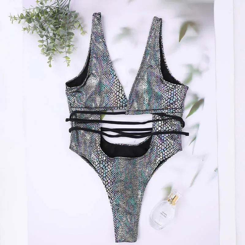 Strappy Lace-Up Monokini - Bikini Style One Piece - SandiFreckles Surf & Swimwear