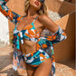 Women's Fashion Popular Print Three Piece Swimwear - SandiFreckles Surf & Swimwear