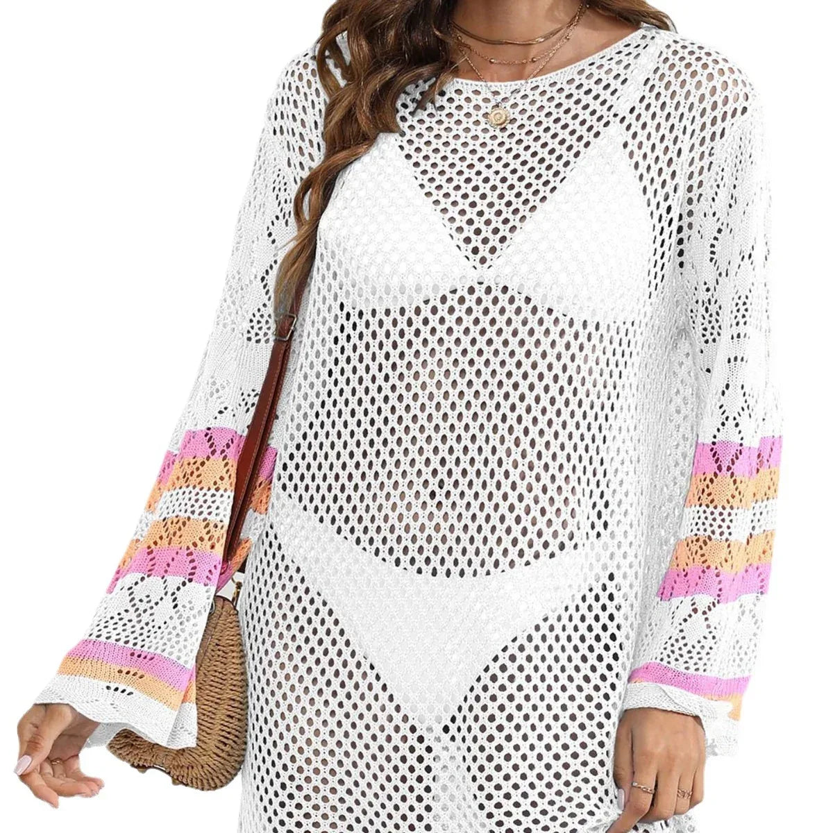 Stitching Detail Bikini Cover-Up Dress - Designer Style - SandiFreckles Surf & Swimwear