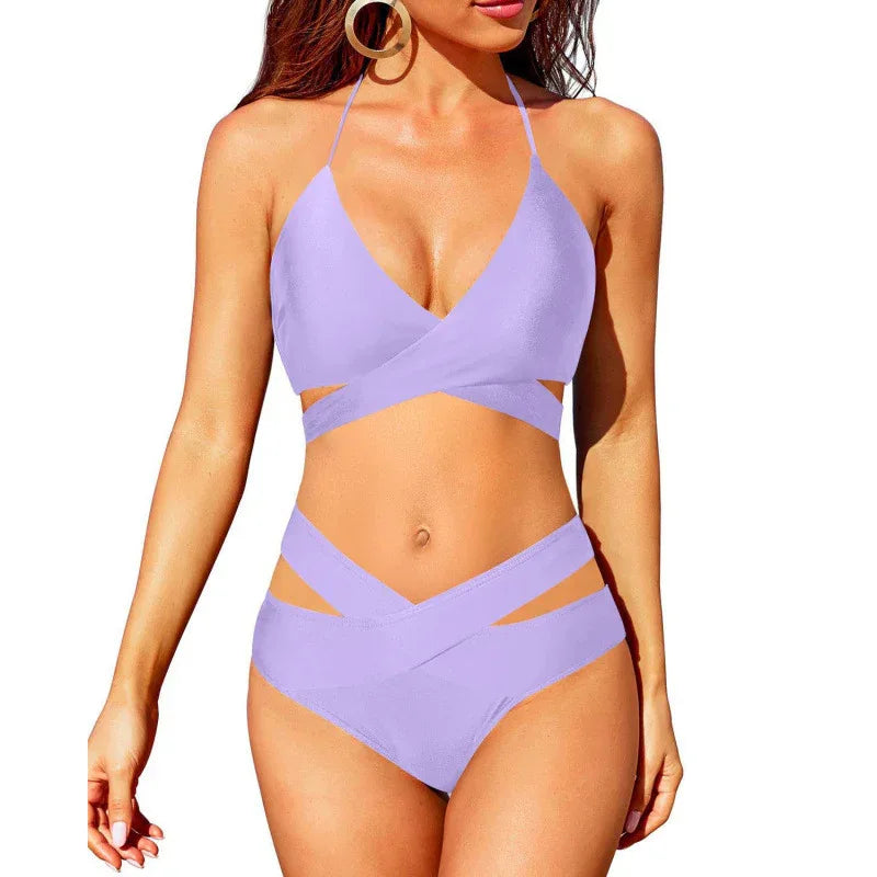 European And American New Women's Split Swimsuit High Waist Bikini - SandiFreckles Surf & Swimwear