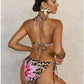 Pink Leopard Print String Bikini - Lace-Up Style - SandiFreckles Surf & Swimwear