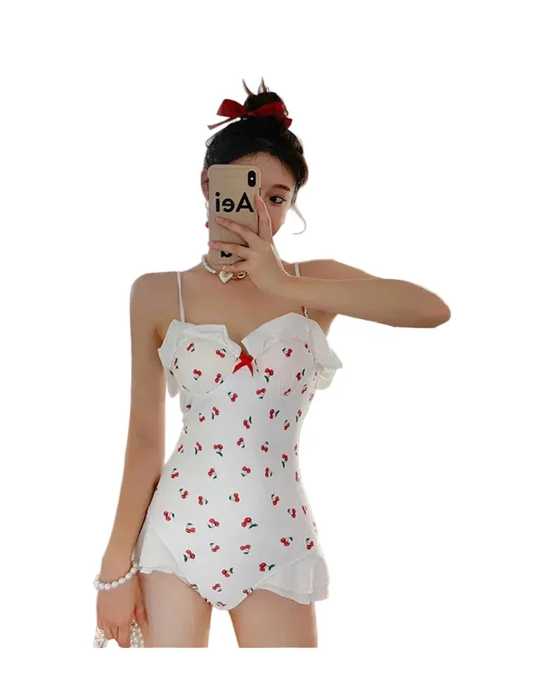 Women's Slim Looking Belly Covering Sweet Student Hot Spring One Piece Swimsuit - SandiFreckles Surf & Swimwear