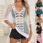 Cutout Woven Batwing Sleeve Cover Up - Sexy Casual Top - SandiFreckles Surf & Swimwear