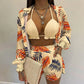 Women's Printed Beachwear Swimsuit Three Piece Set - SandiFreckles Surf & Swimwear