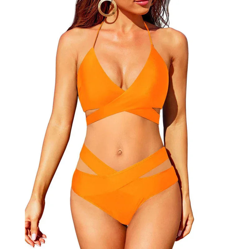 European And American New Women's Split Swimsuit High Waist Bikini - SandiFreckles Surf & Swimwear
