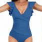 V-Neck Ruffle High Waist Backless One Piece - Feminine Flair - SandiFreckles Surf & Swimwear